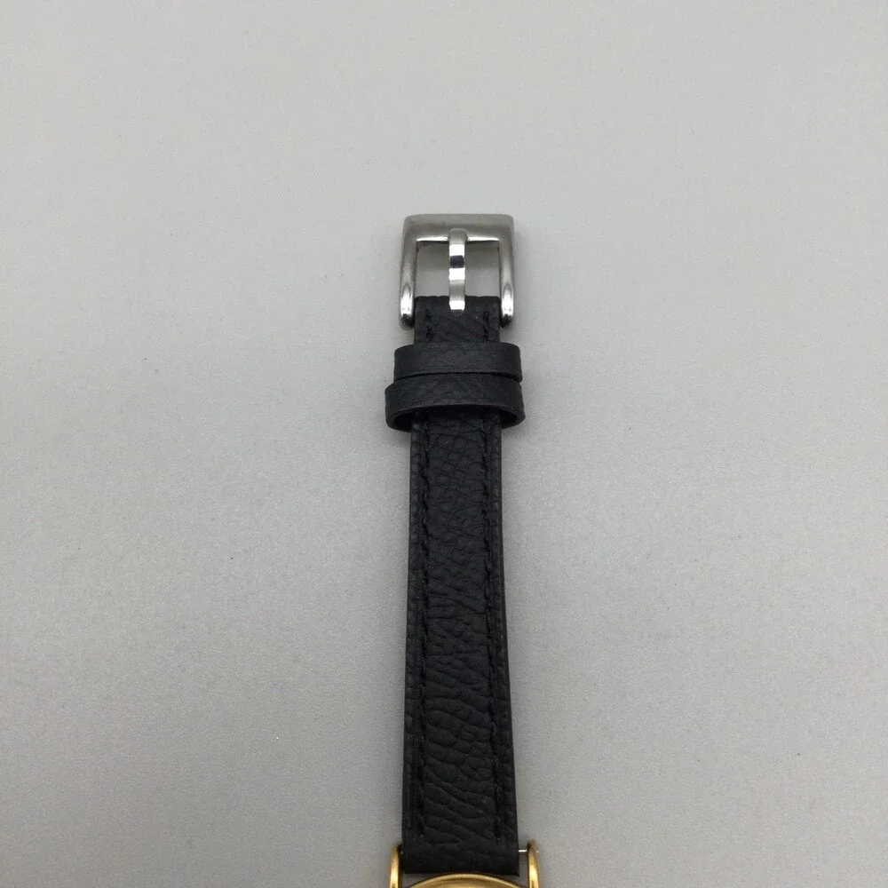 Seiko Watch Womens 26mm Gold Tone 1N00-0D59 Black Leather Band New Battery - Picture 10 of 15